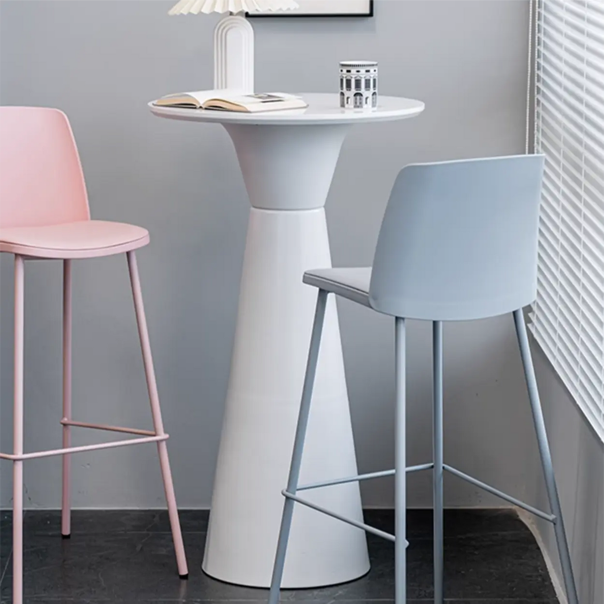 White Round Metal Medium Bar Table for Elegant Spaces Image - 8