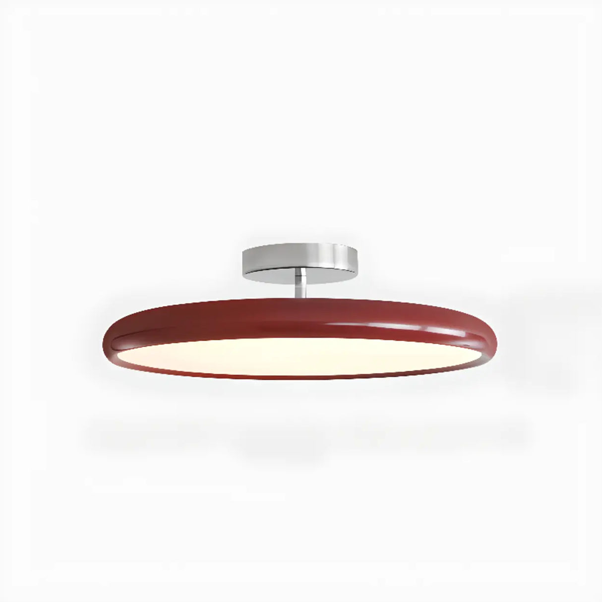 White Round Semi-Flush Mount Ceiling Light Bedroom Image - 10