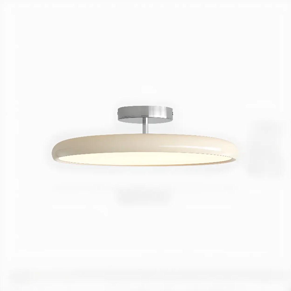 White Round Semi-Flush Mount Ceiling Light Bedroom Image - 9