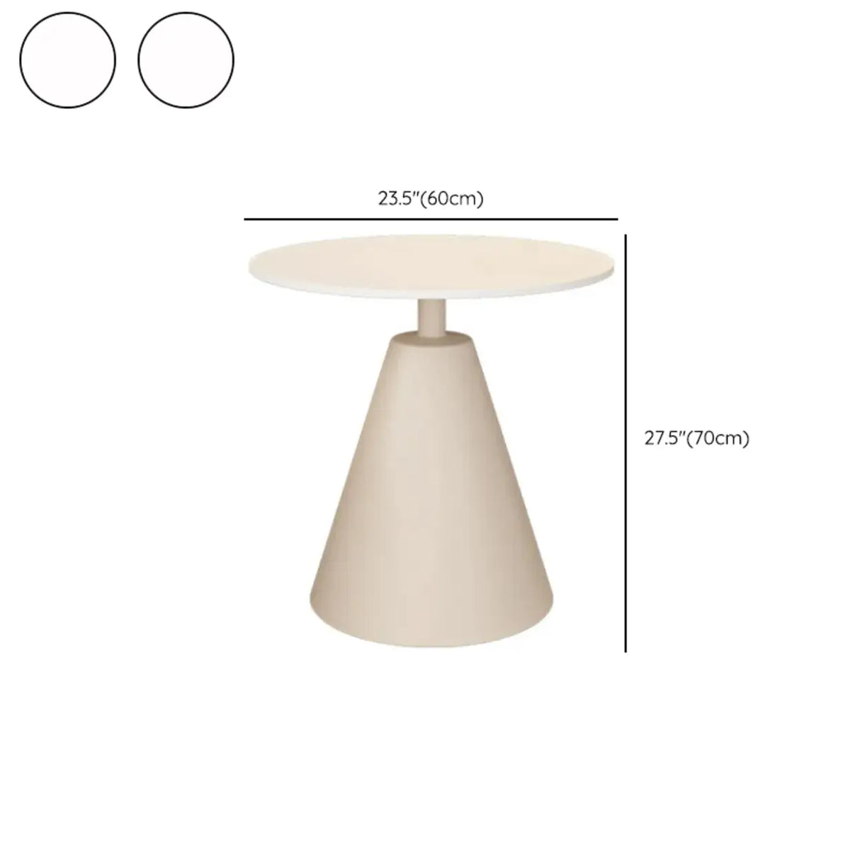 White Round Sintered Stone and Steel Pedestal Side Table