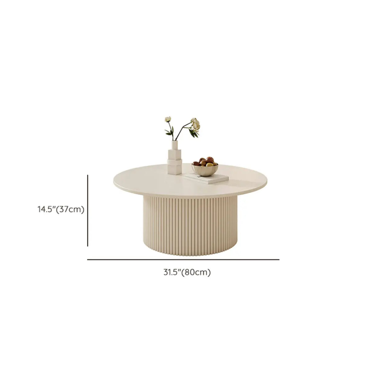 White Round Stone Steel Pedestal Nesting Coffee Table Image - 16