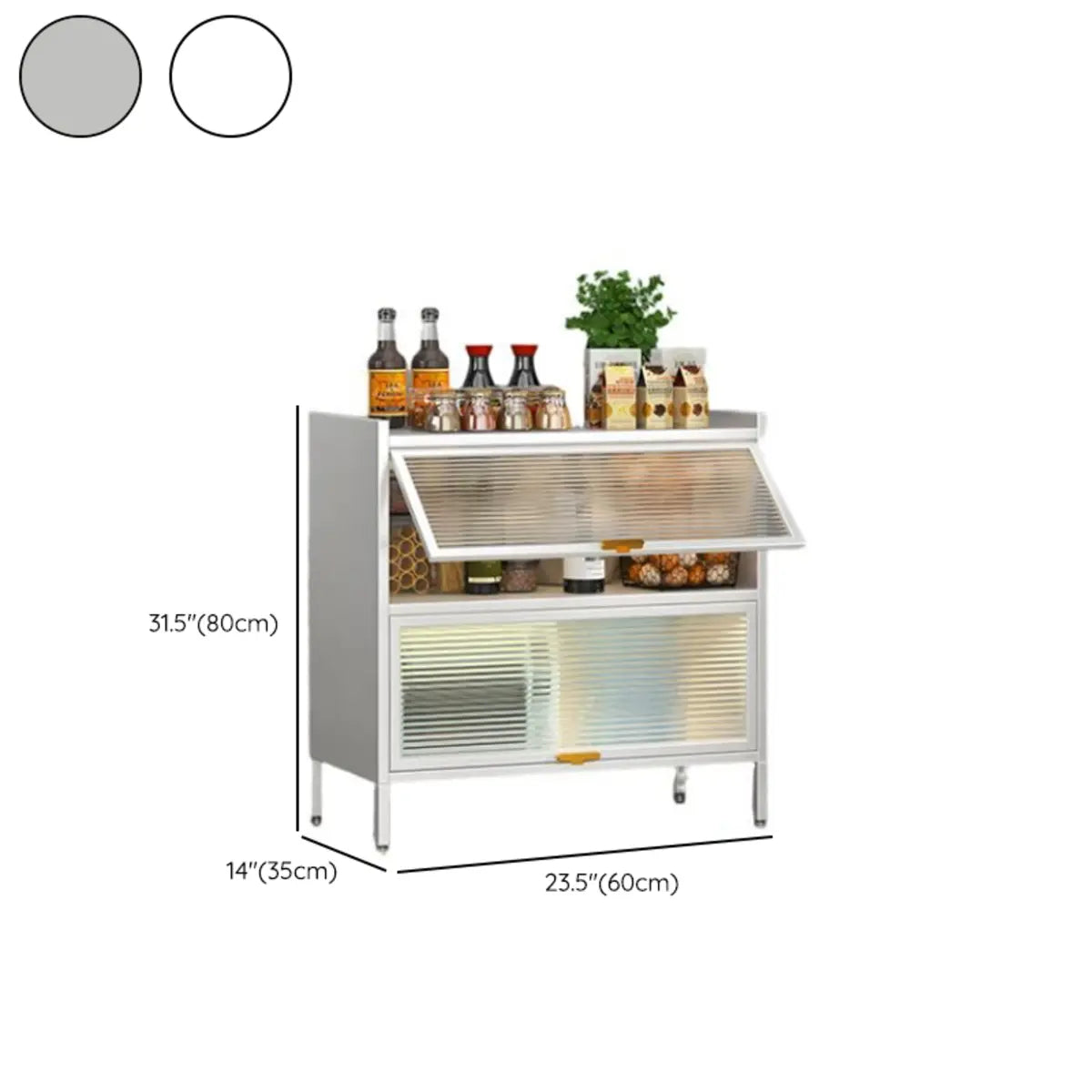 White Rust Resistant Steel Baker's Rack with Cabinet