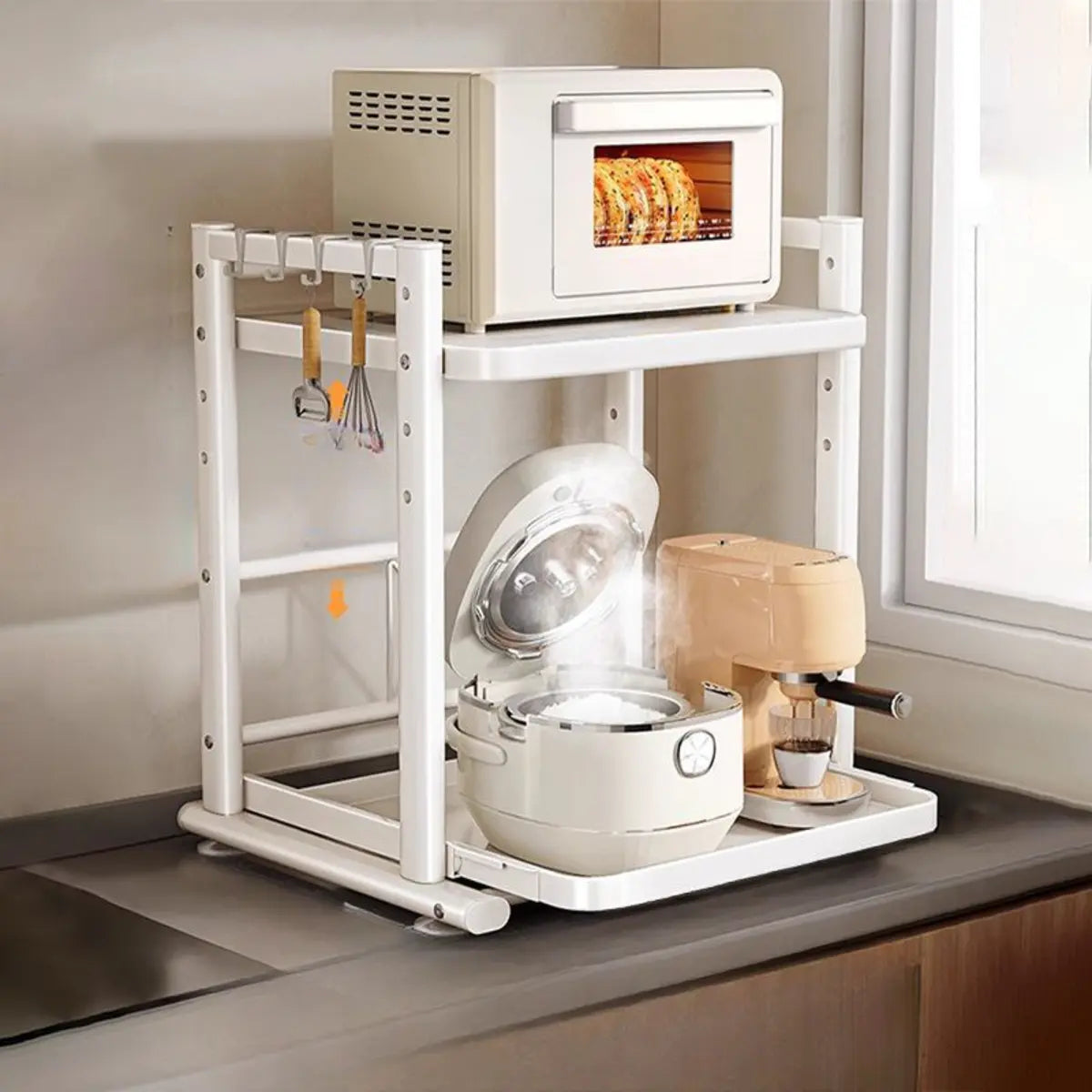 White Rust Resistant Steel Baker's Rack with Shelves Image - 12