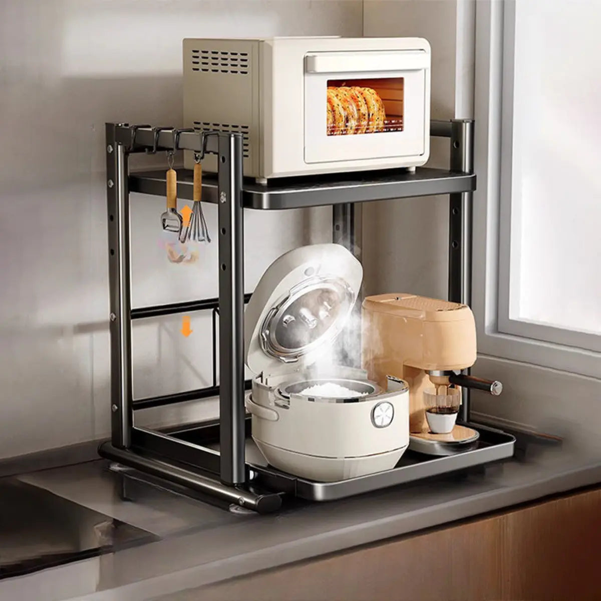 White Rust Resistant Steel Baker's Rack with Shelves Image - 13