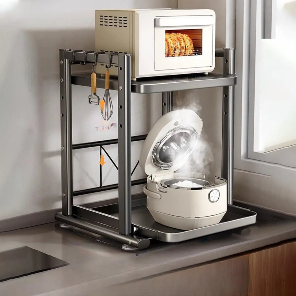 White Rust Resistant Steel Baker's Rack with Shelves Image - 17