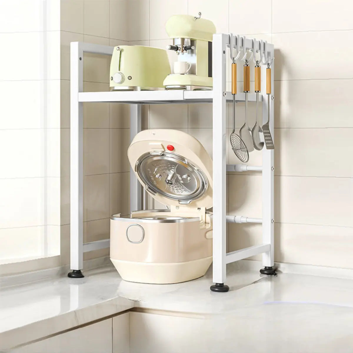 White Rust Resistant Steel Baker's Rack with Shelves Image - 18