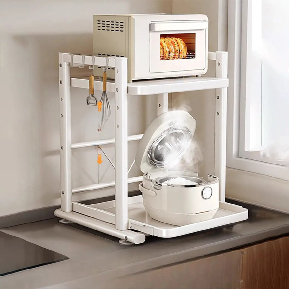 White Rust Resistant Steel Baker's Rack with Shelves Image - 4