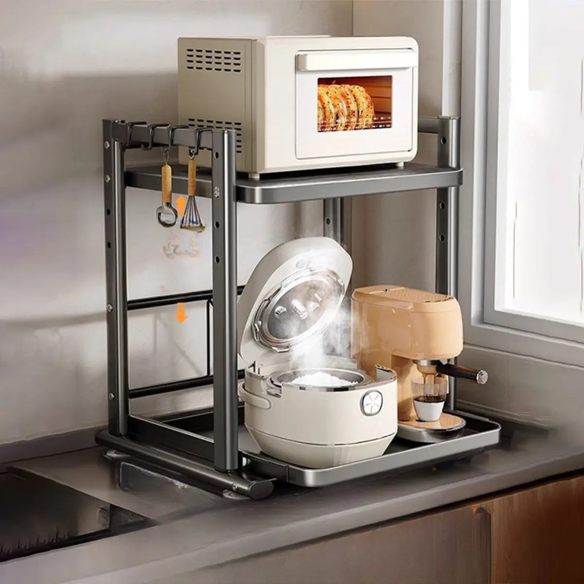 White Rust Resistant Steel Baker's Rack with Shelves Image - 7