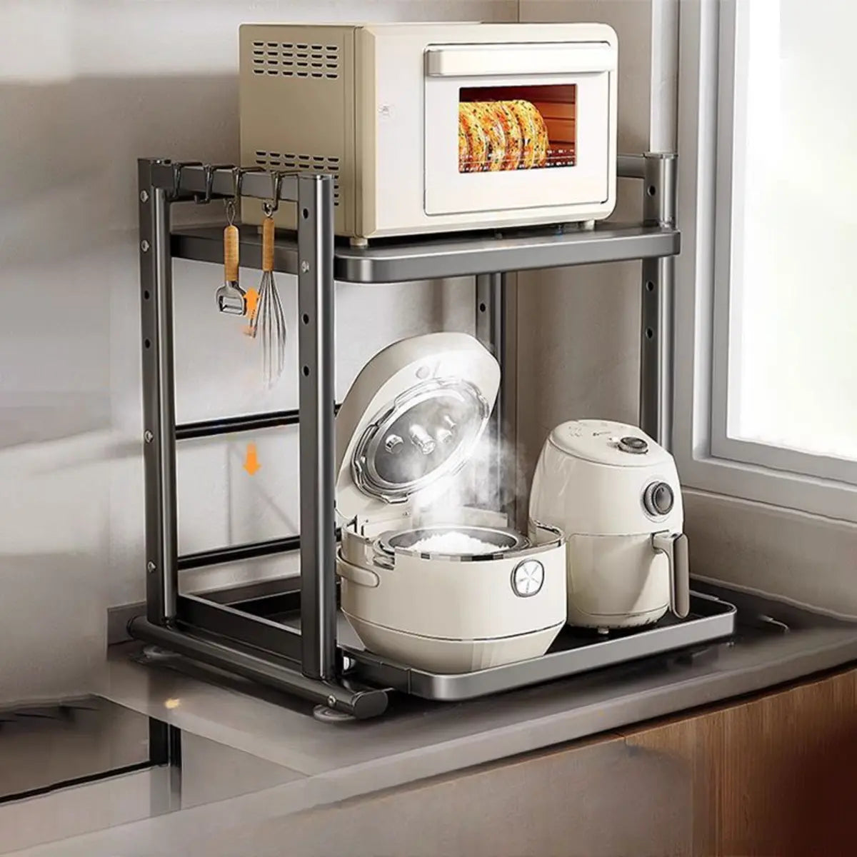 White Rust Resistant Steel Baker's Rack with Shelves Image - 9