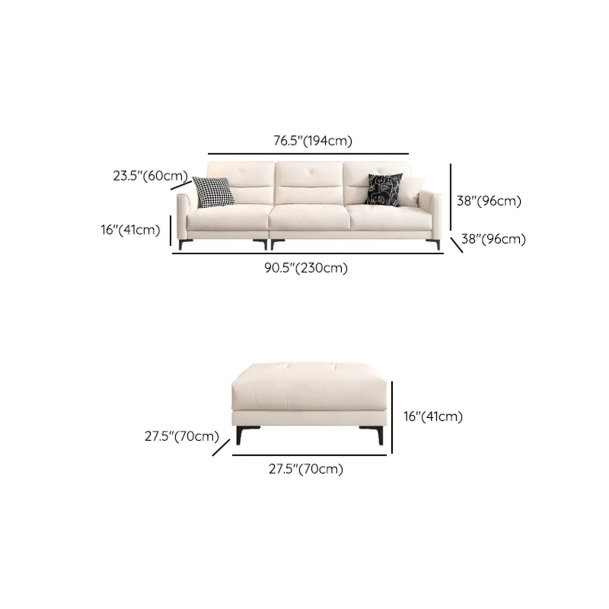 White Scratch Resistant Fabric Sewn Pillow Back Sofa Image - 18