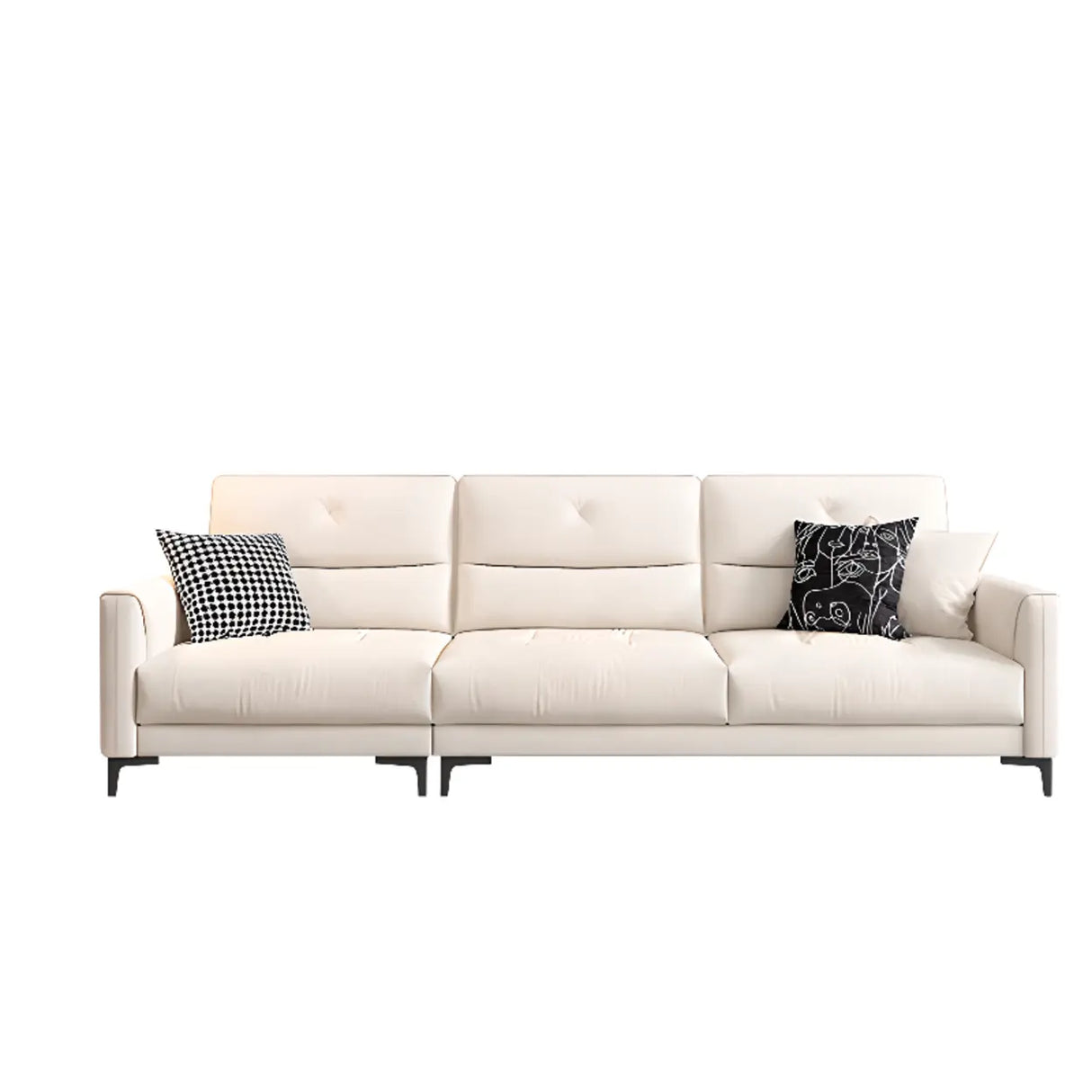 White Scratch Resistant Fabric Sewn Pillow Back Sofa Image - 2