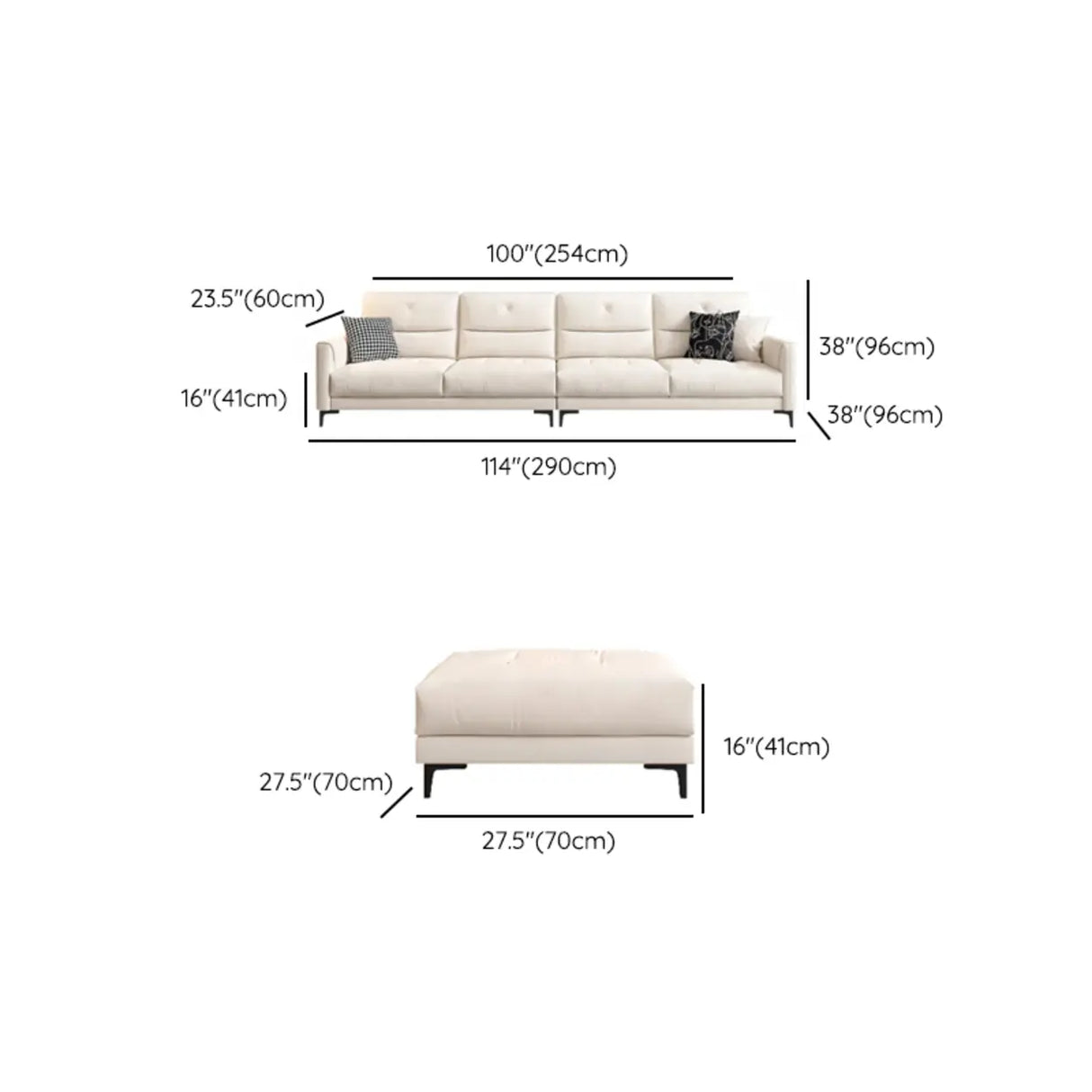 White Scratch Resistant Fabric Sewn Pillow Back Sofa Image - 20