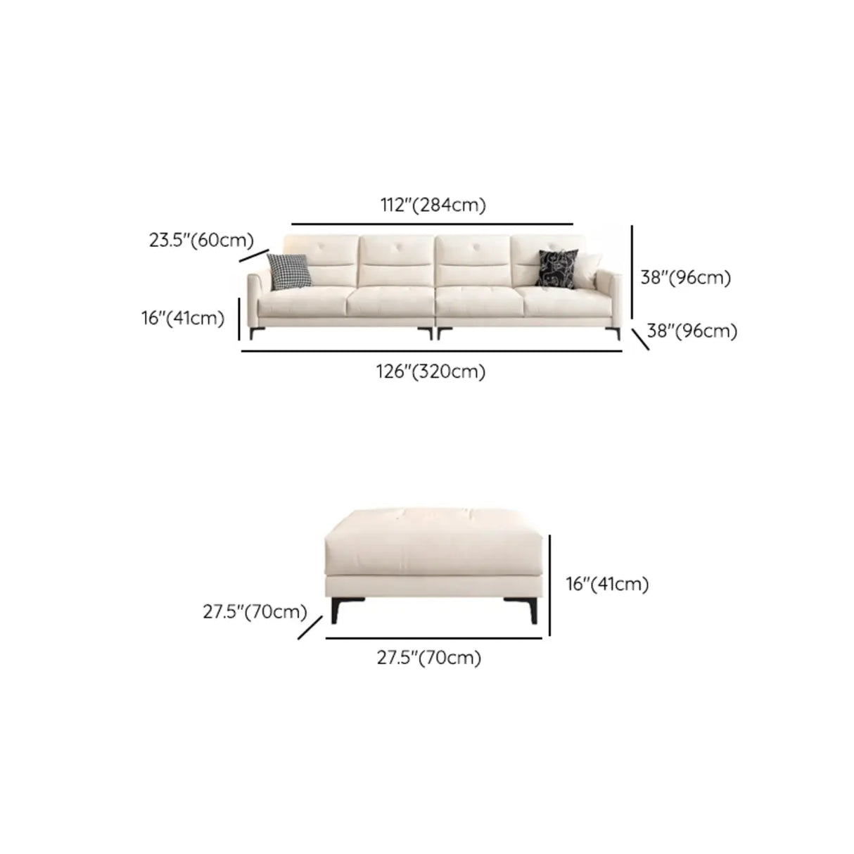 White Scratch Resistant Fabric Sewn Pillow Back Sofa Image - 21