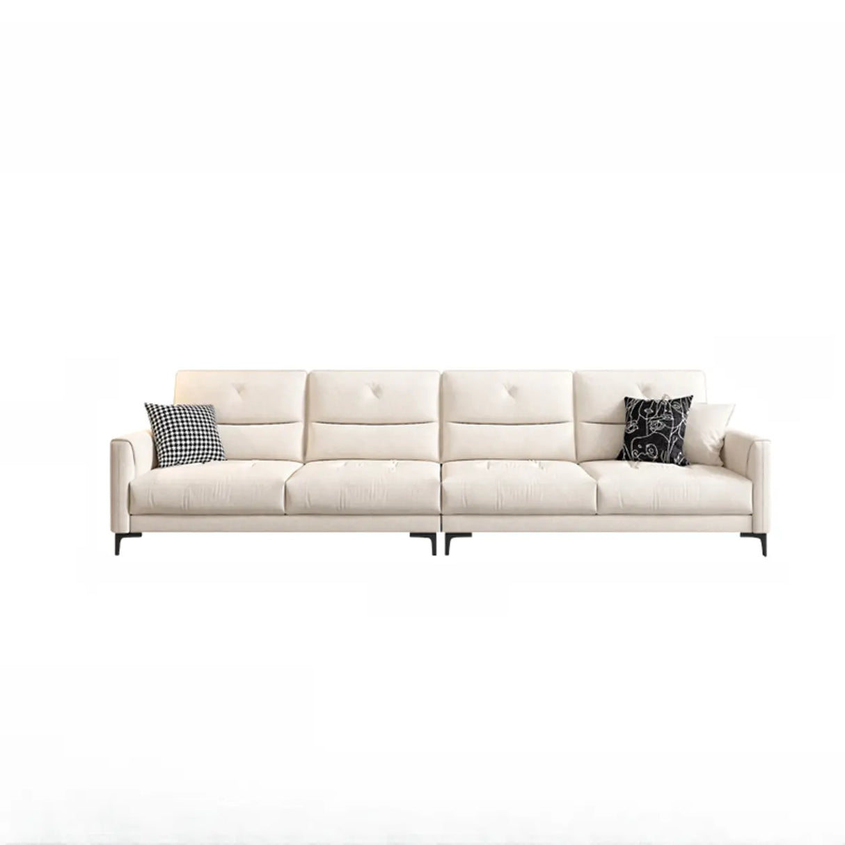 White Scratch Resistant Fabric Sewn Pillow Back Sofa Image - 3