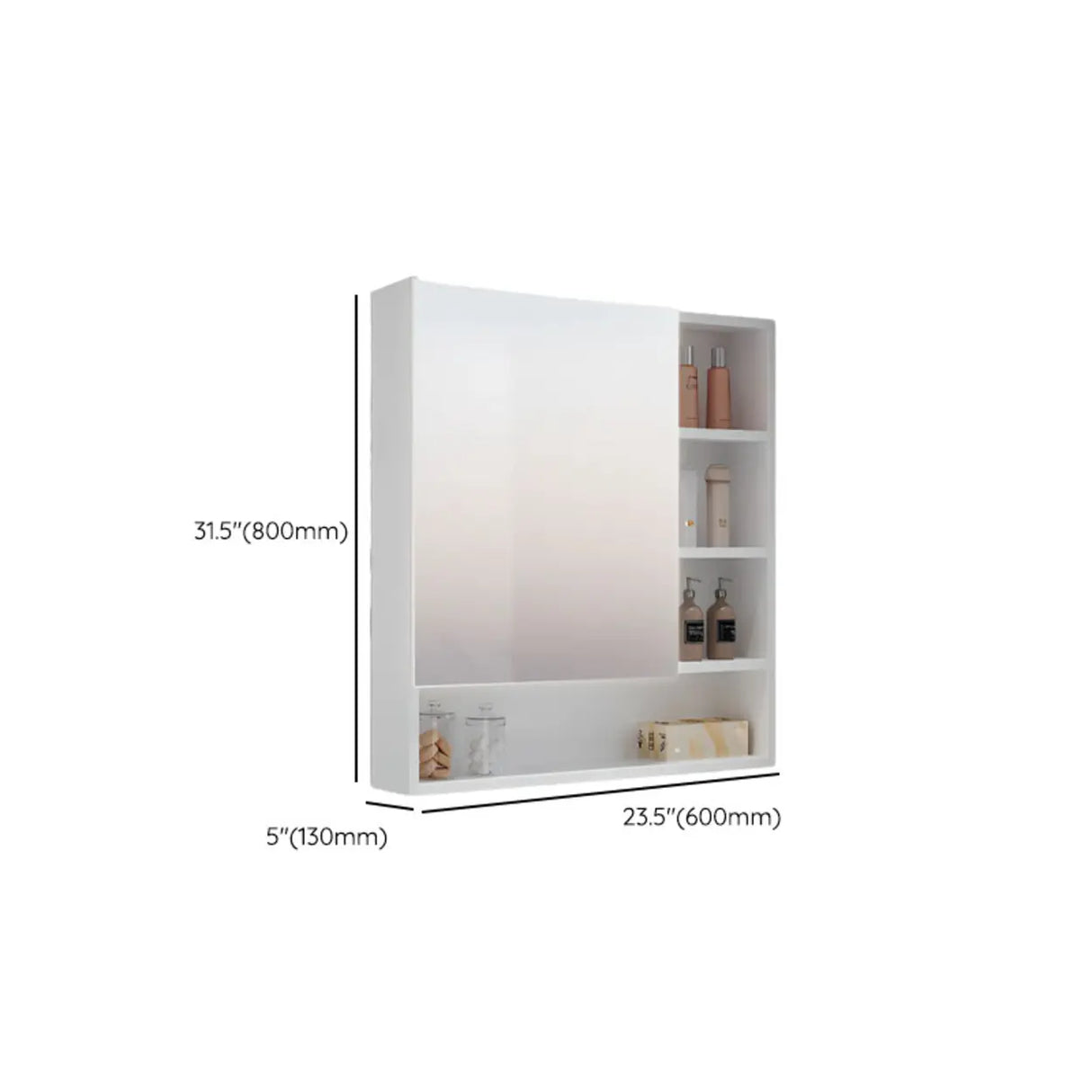 White Shelves LED Rectangle Aluminum Medicine Cabinet