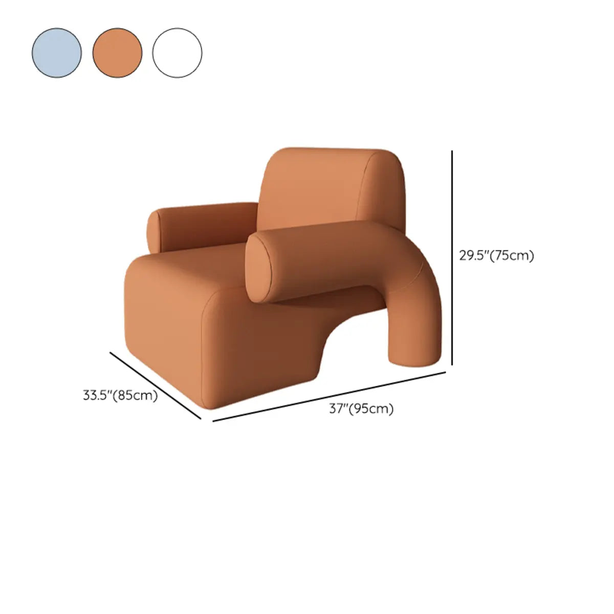 White Sherpa Fabric Fixed Back Low-Back Arm Chair