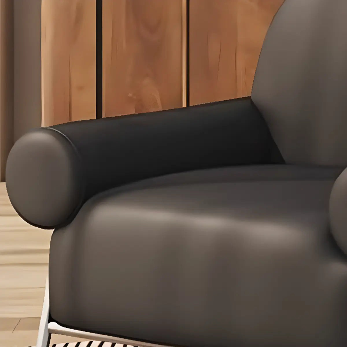 White Sherpa Fixed Back Arm Chair with Four Silver Legs Image - 10