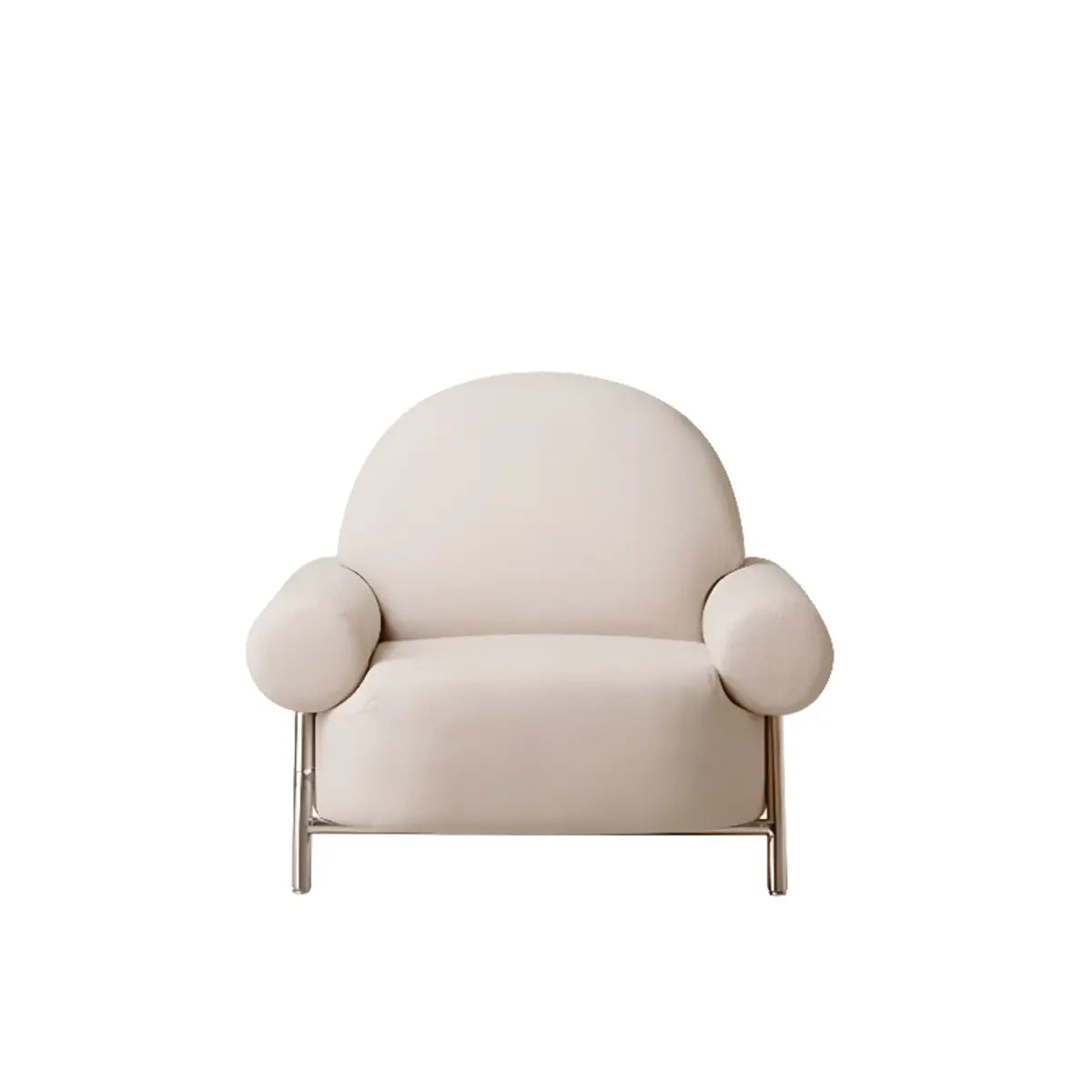 White Sherpa Fixed Back Arm Chair with Four Silver Legs Image - 8