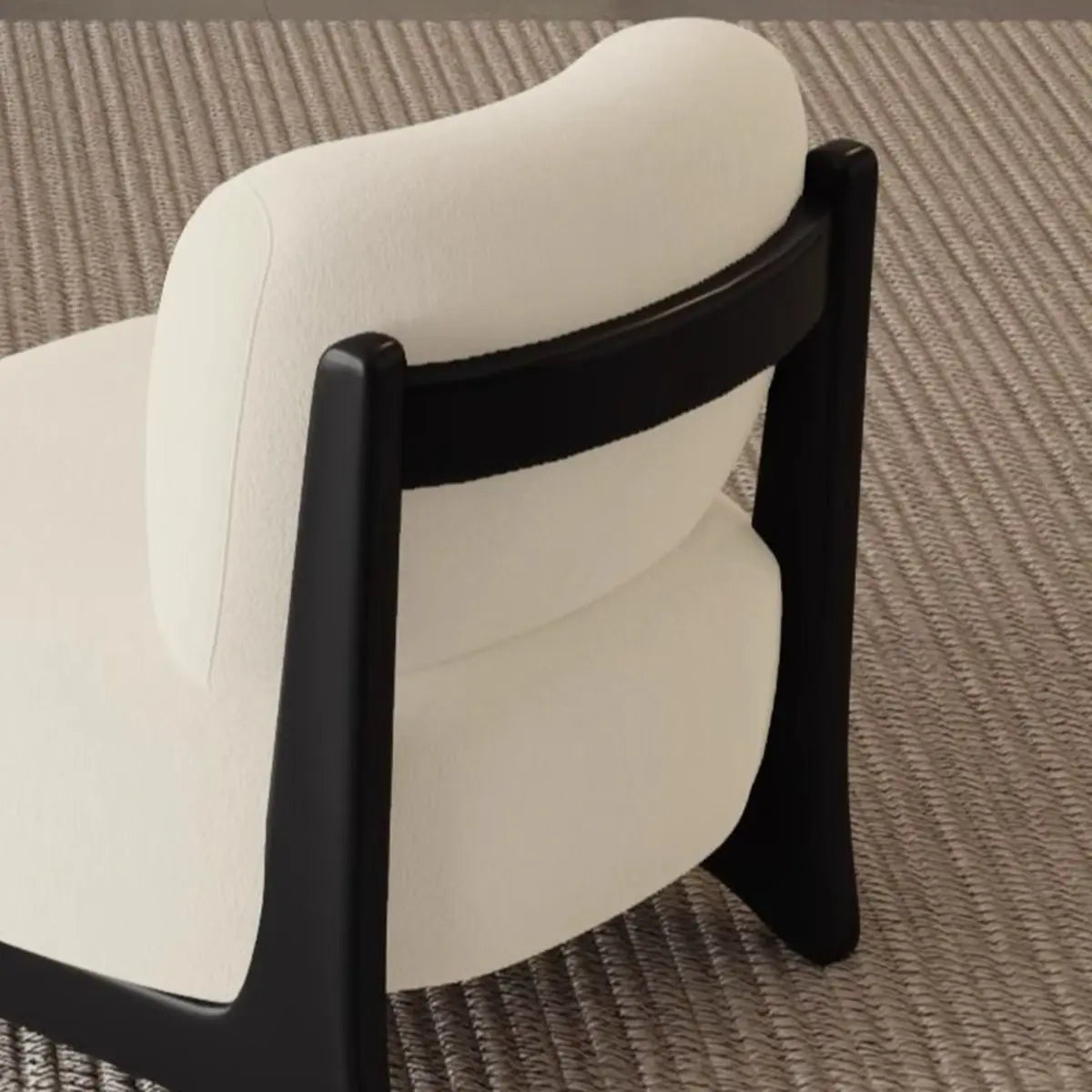 White Sherpa Fixed Back Black Wood Leg Slipper Chair Image - 10