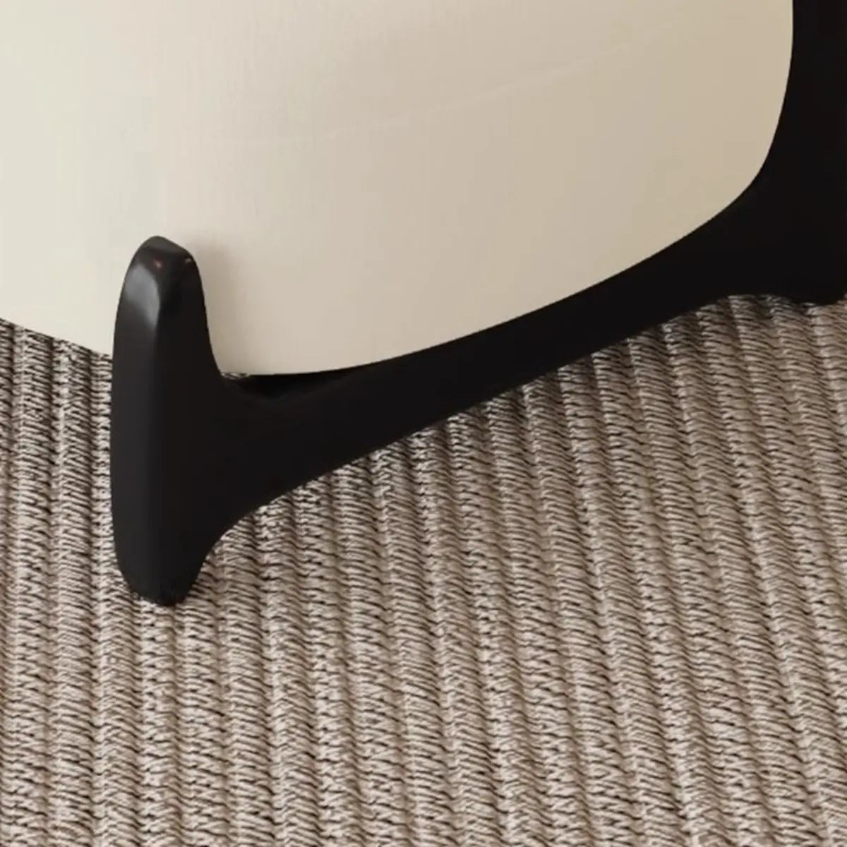 White Sherpa Fixed Back Black Wood Leg Slipper Chair Image - 11