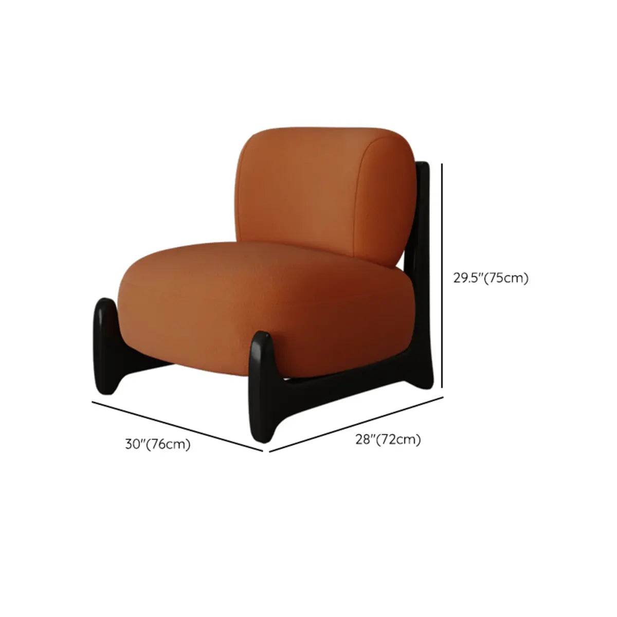 White Sherpa Fixed Back Black Wood Leg Slipper Chair Image - 15