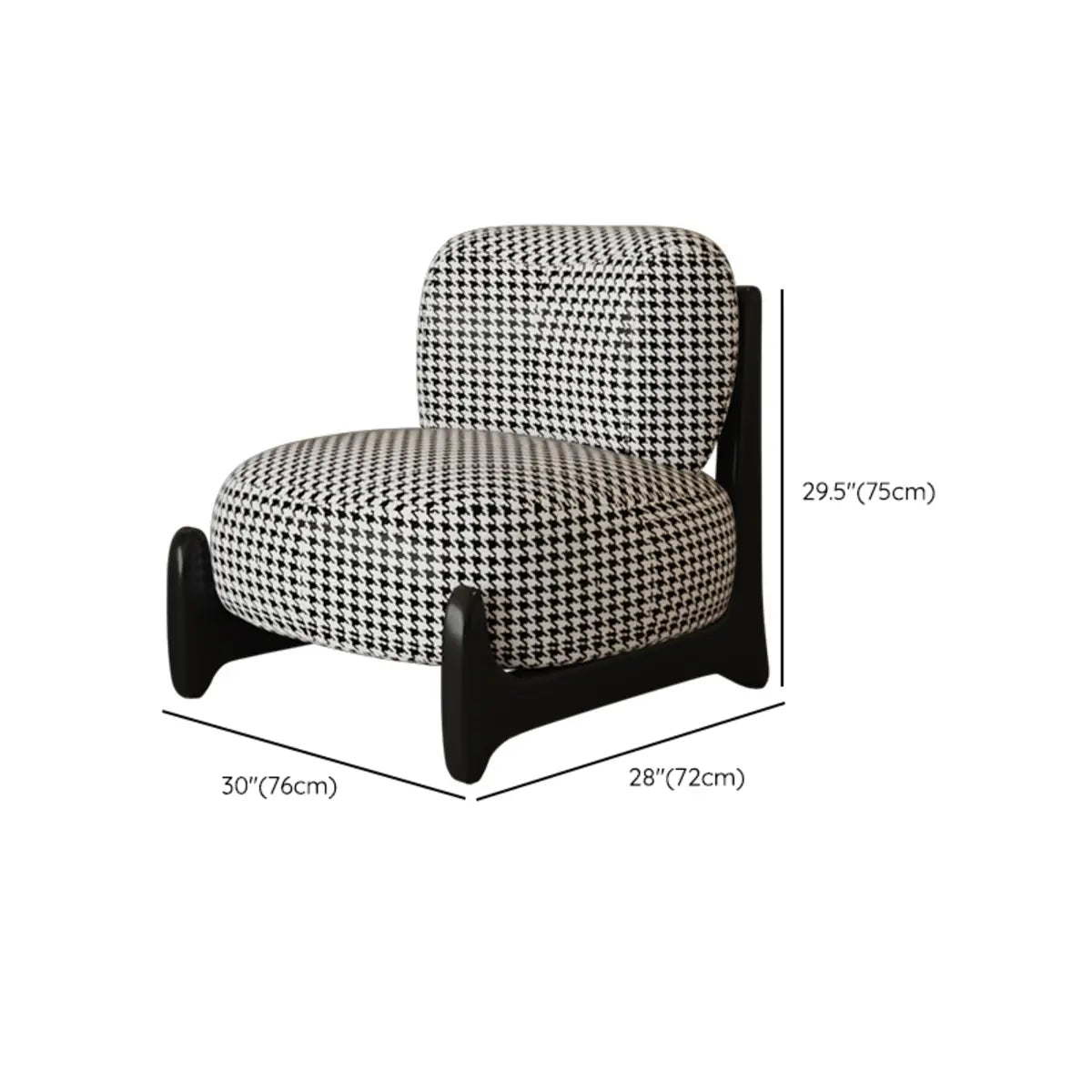 White Sherpa Fixed Back Black Wood Leg Slipper Chair Image - 16