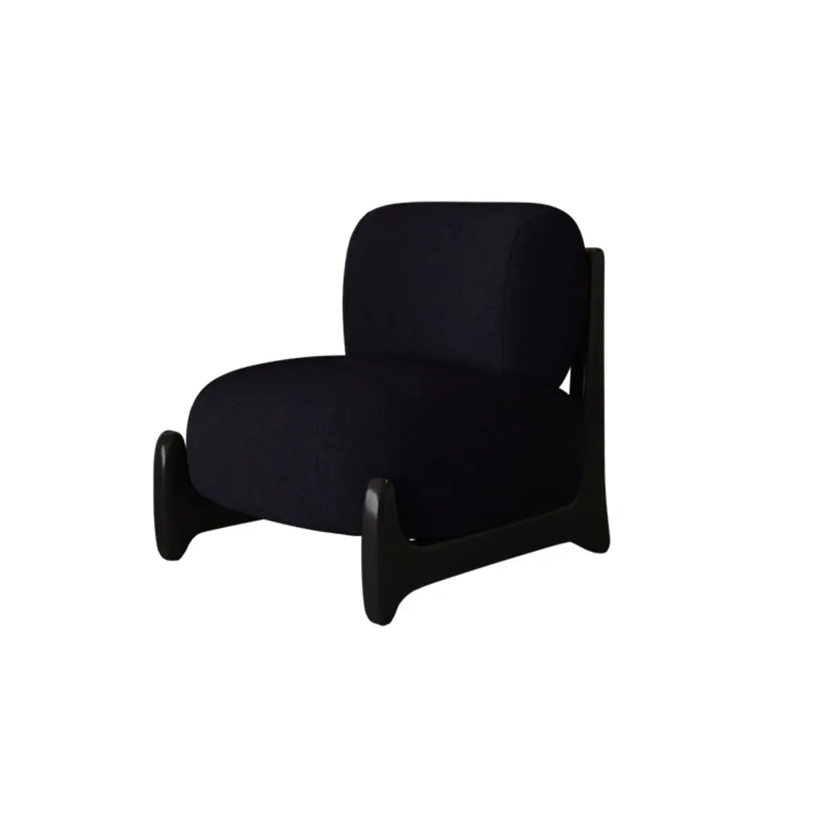 White Sherpa Fixed Back Black Wood Leg Slipper Chair Image - 5