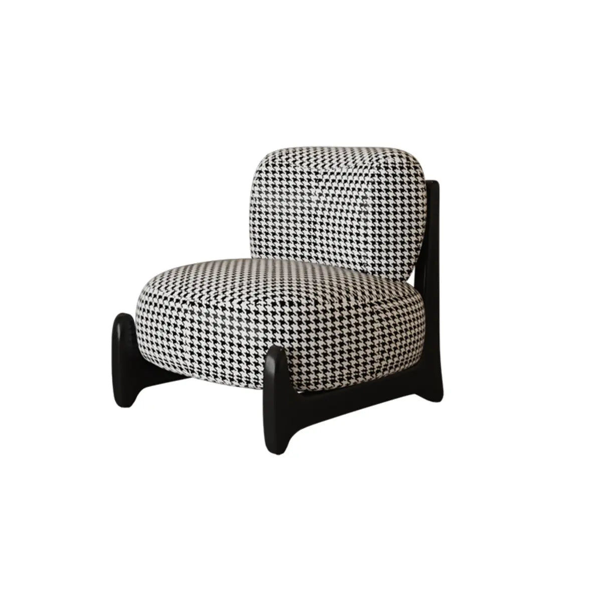 White Sherpa Fixed Back Black Wood Leg Slipper Chair Image - 6