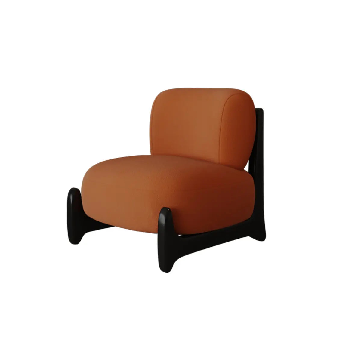 White Sherpa Fixed Back Black Wood Leg Slipper Chair Image - 8