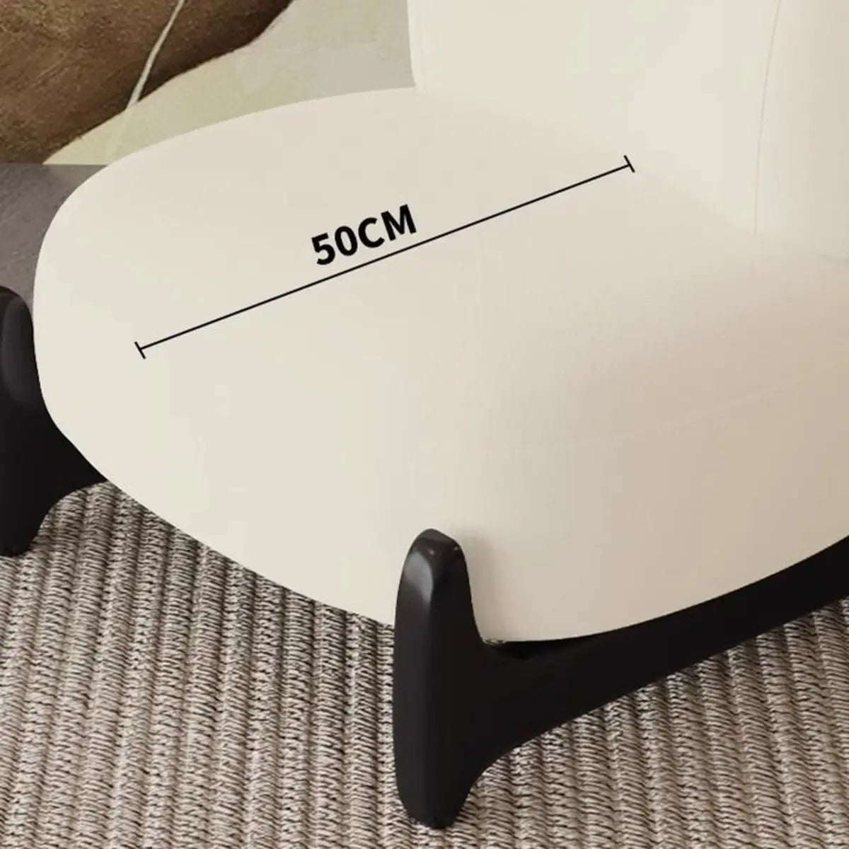White Sherpa Fixed Back Black Wood Leg Slipper Chair Image - 9