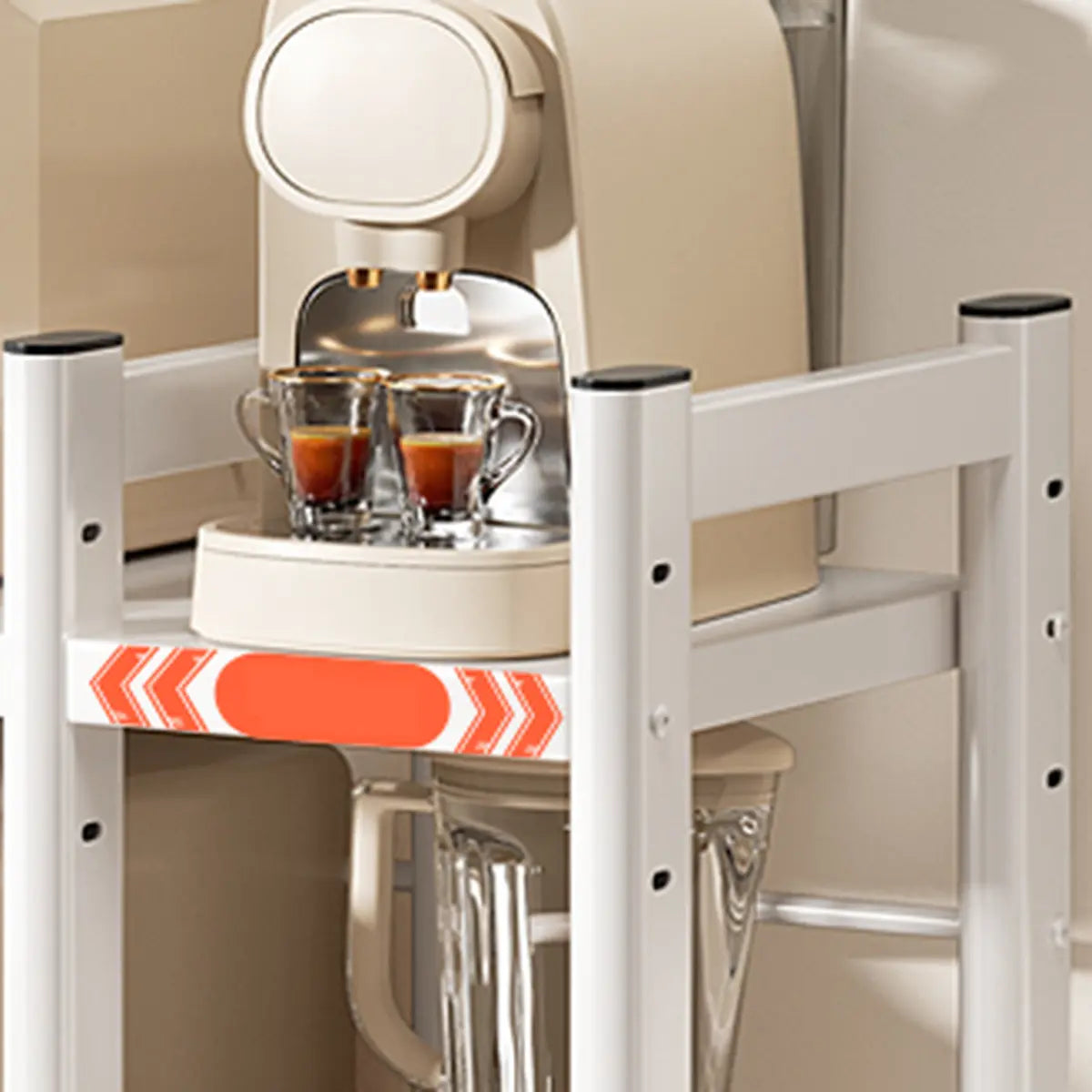 White Short Metal Baker's Rack with Microwave Shelf Image - 4