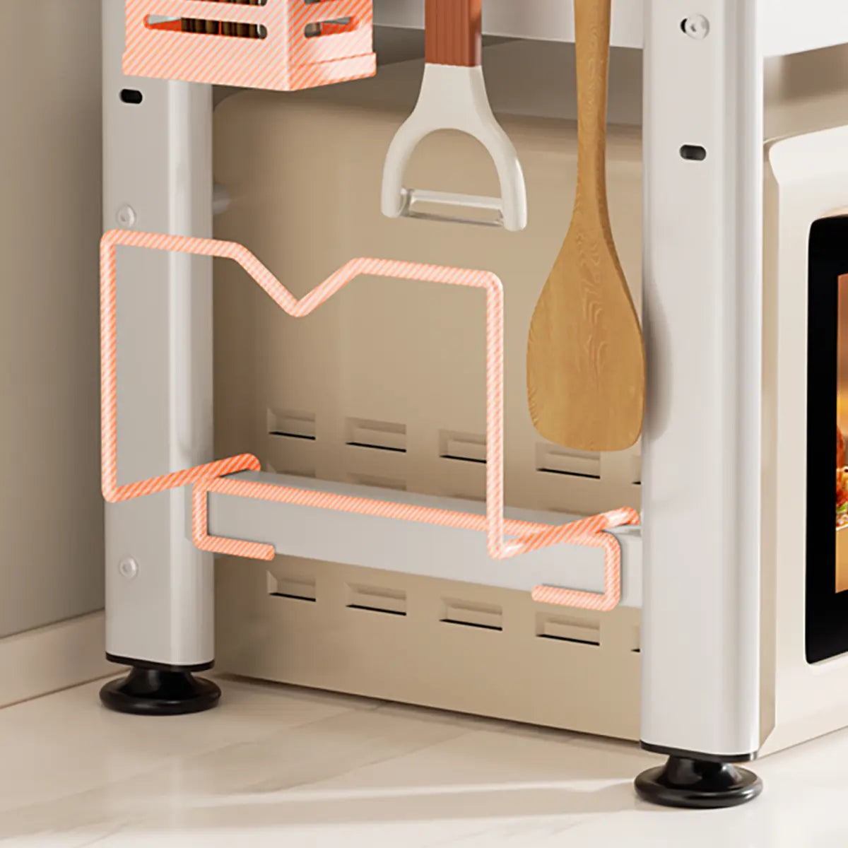 White Short Metal Baker's Rack with Microwave Shelf Image - 6