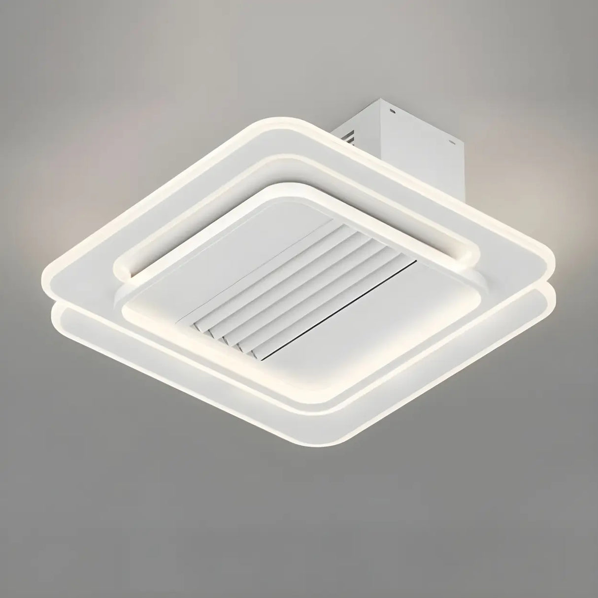 White Simple Dimming Bladeless Ceiling Fan with Light Image - 10