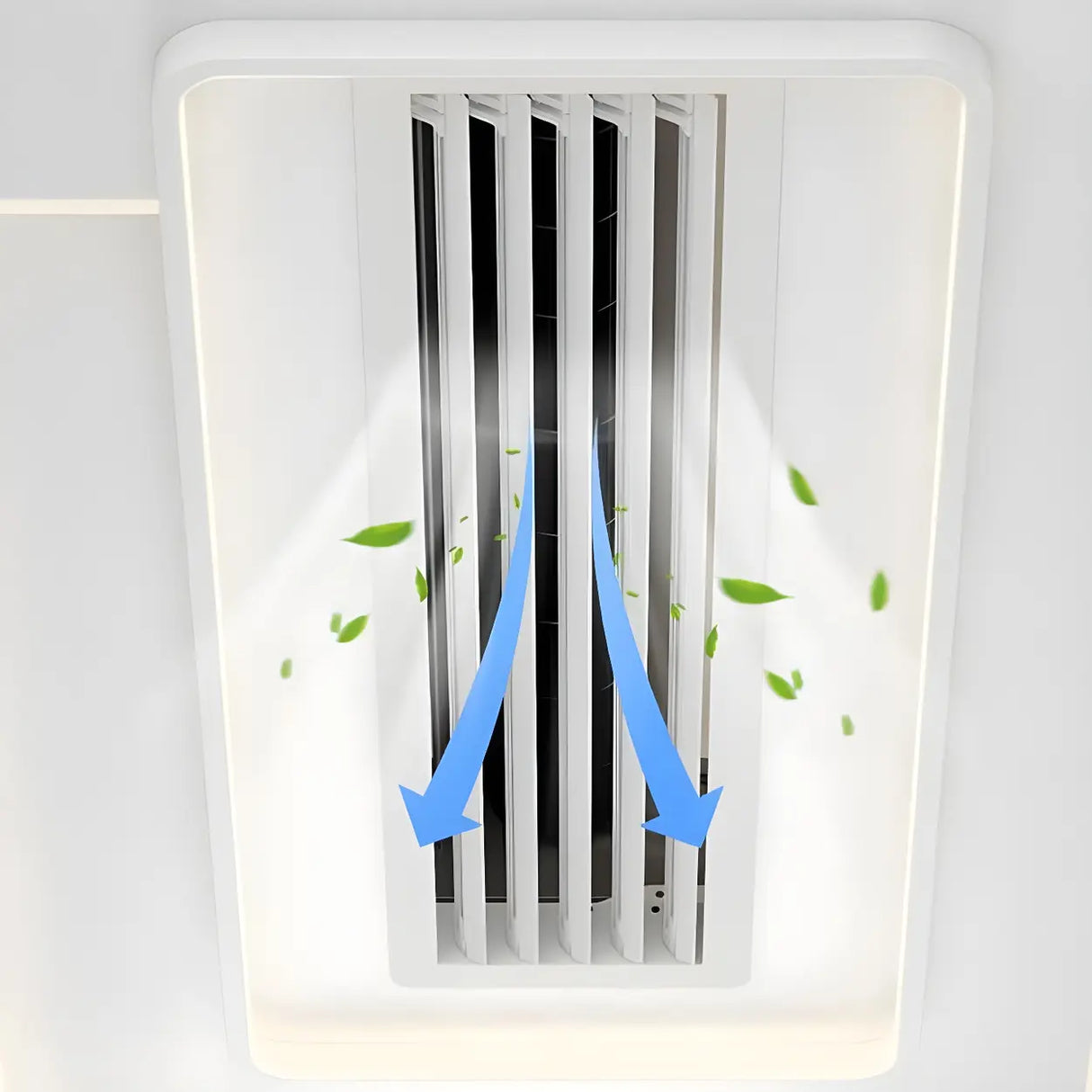 White Simple Dimming Bladeless Ceiling Fan with Light Image - 11