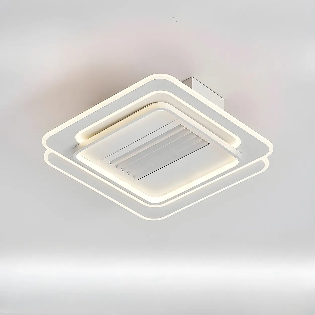 White Simple Dimming Bladeless Ceiling Fan with Light Image - 3