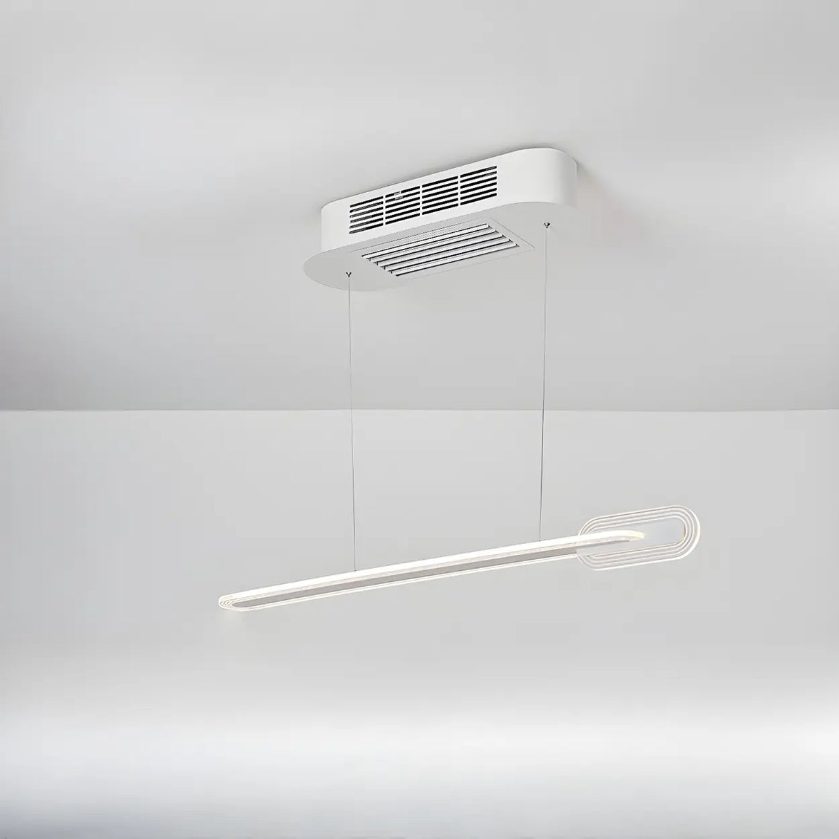 White Simple Dimming Bladeless Ceiling Fan with Light Image - 7