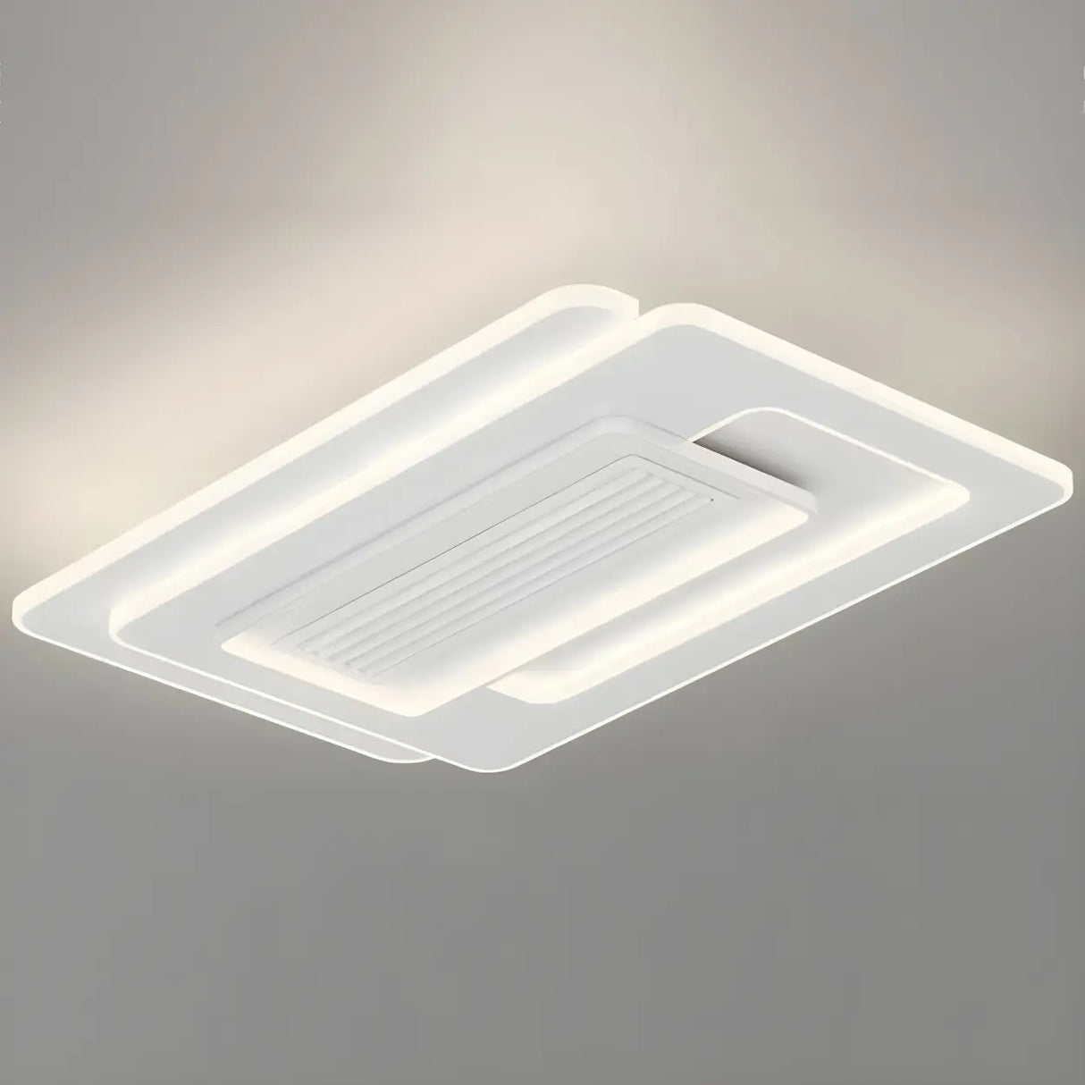 White Simple Dimming Bladeless Ceiling Fan with Light Image - 9