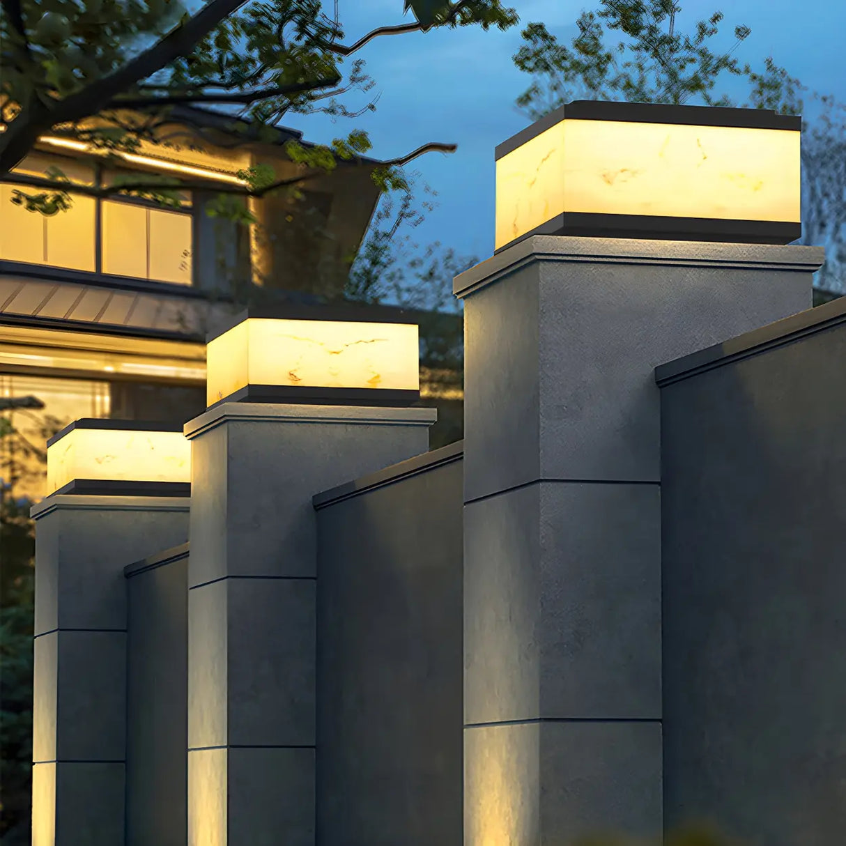 White Simple Rectangular Glass Outdoor Table lamp Image - 1