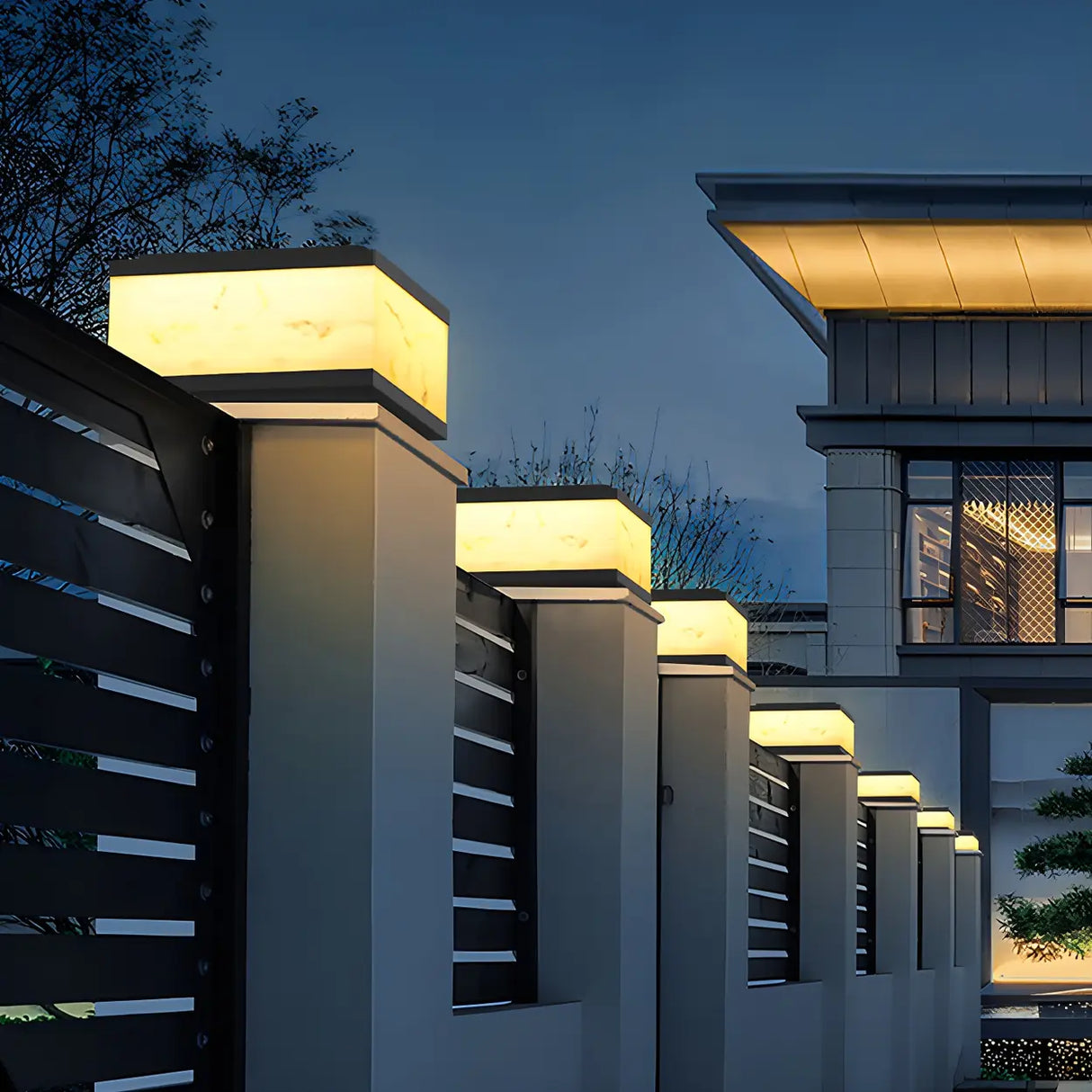 White Simple Rectangular Glass Outdoor Table lamp Image - 16