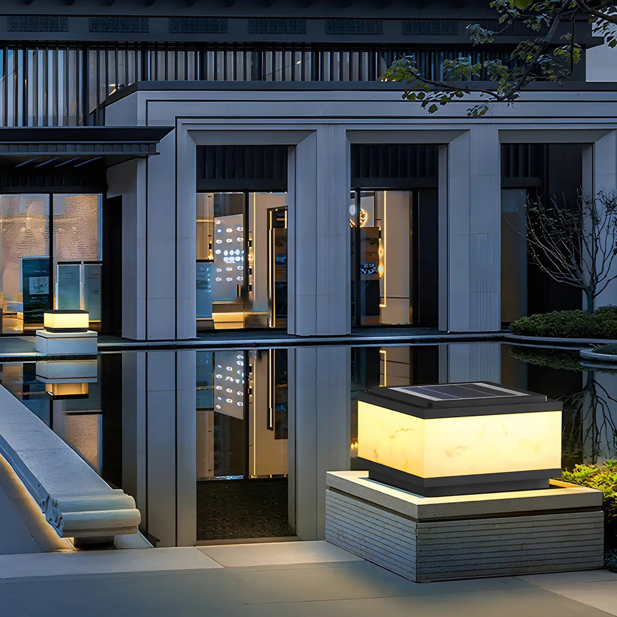 White Simple Rectangular Glass Outdoor Table lamp Image - 17