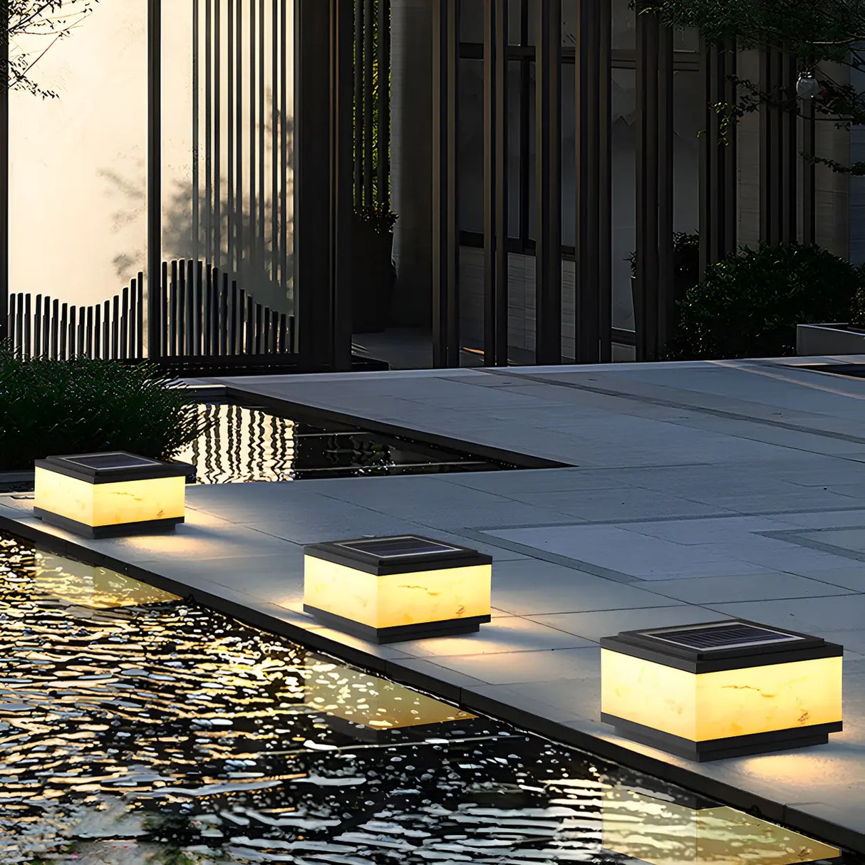 White Simple Rectangular Glass Outdoor Table lamp Image - 18