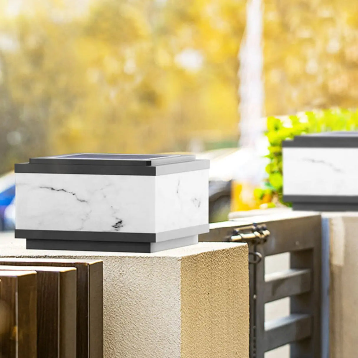 White Simple Rectangular Glass Outdoor Table lamp Image - 19