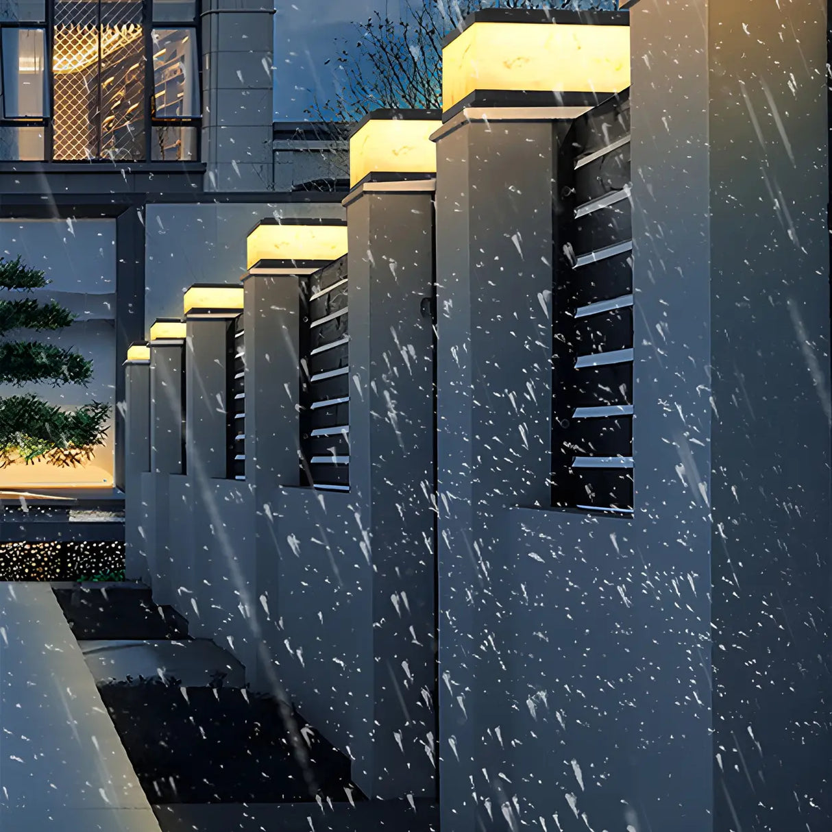 White Simple Rectangular Glass Outdoor Table lamp Image - 20