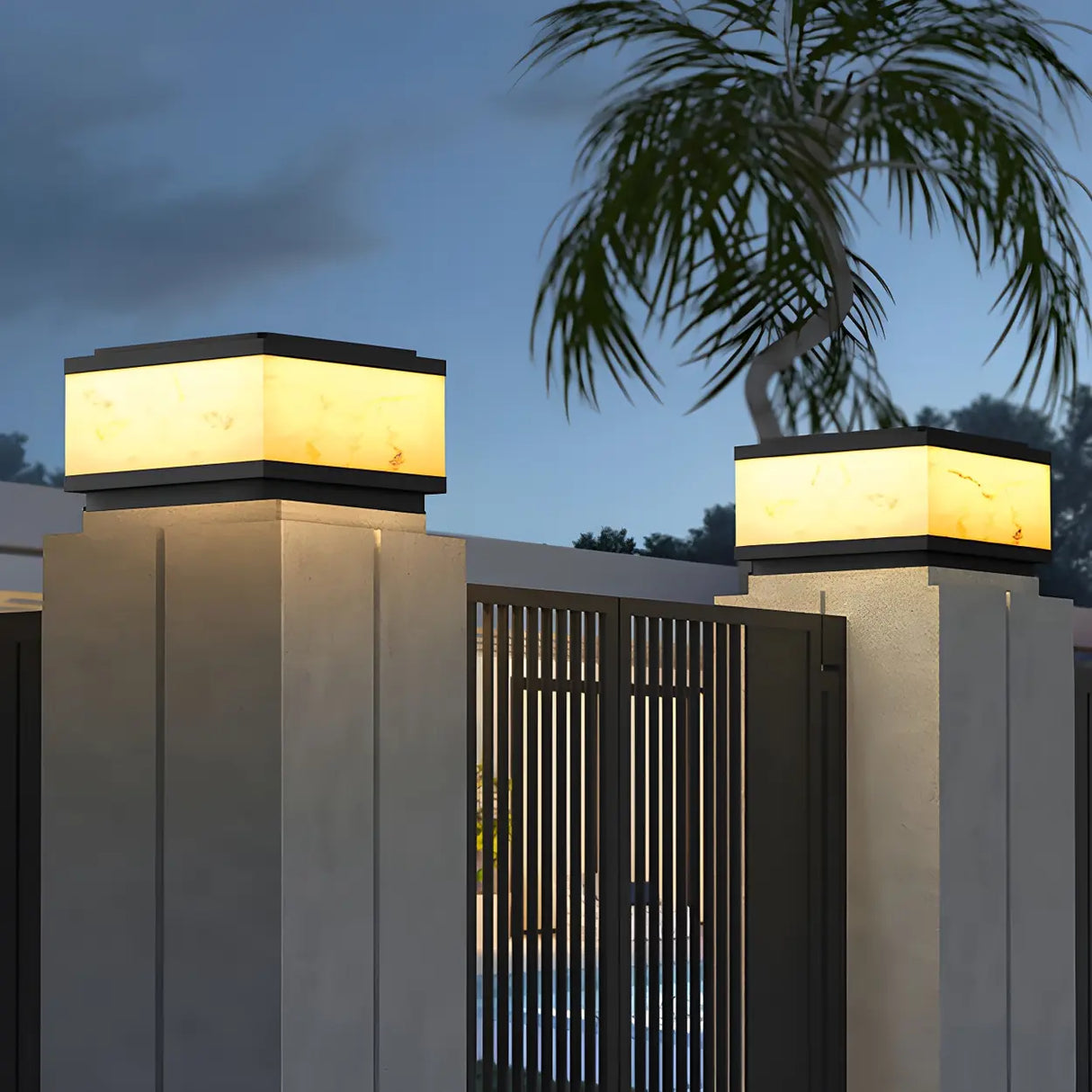 White Simple Rectangular Glass Outdoor Table lamp Image - 4