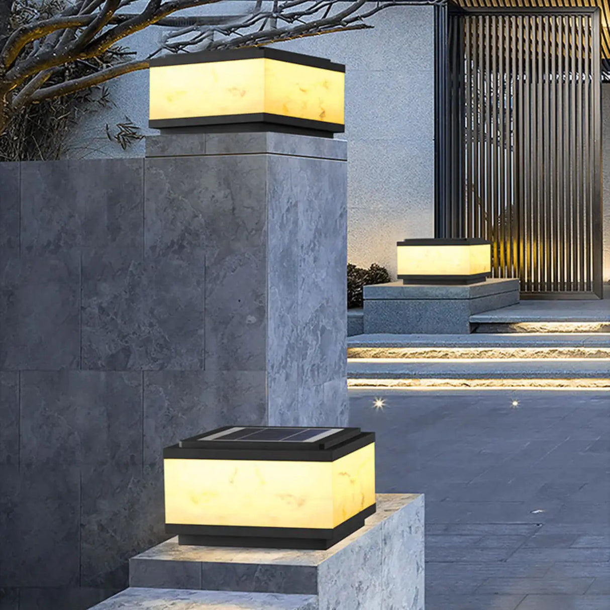 White Simple Rectangular Glass Outdoor Table lamp Image - 6