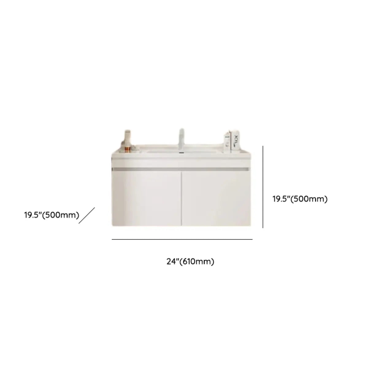 White Single Sink MDF Bathroom Vanity Set with Shelves Image - 34