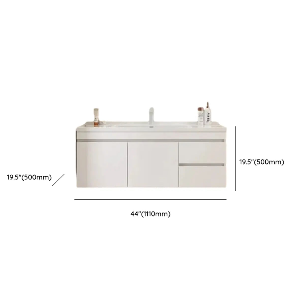 White Single Sink MDF Bathroom Vanity Set with Shelves Image - 39