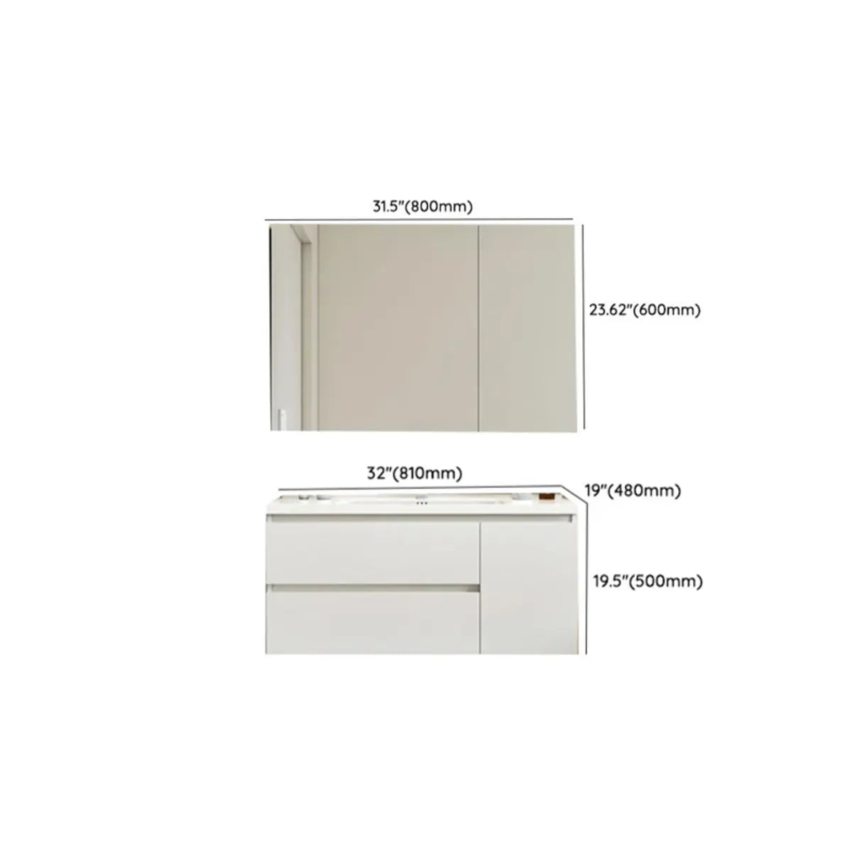 White Sink Ceramic Waterproof Bathroom Vanity with Storage Image - 10