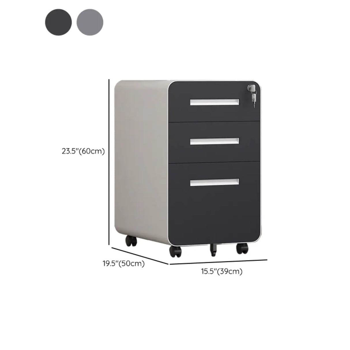 White Small Steel Mobile Short Lockable Filing Cabinet Image - 11