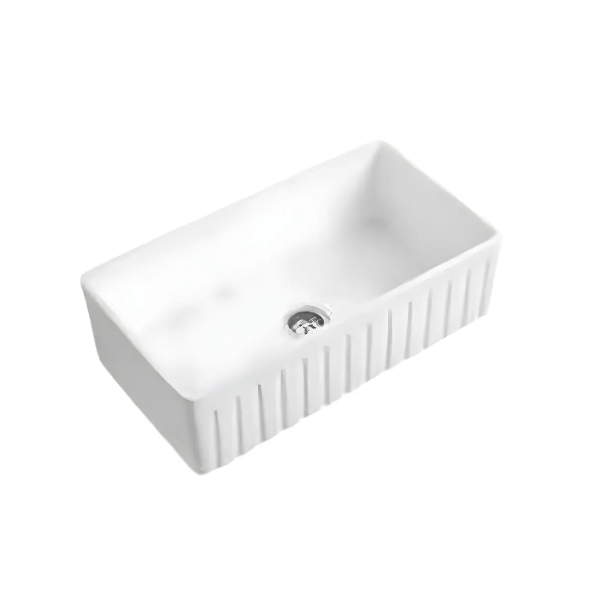 White Sound Dampening Rectangular Quartz Apron Sink Image - 15
